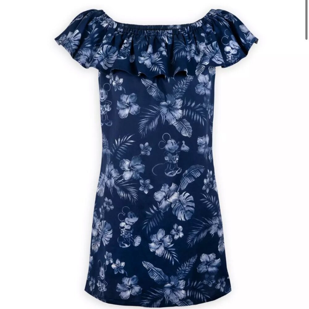 NWOT Tommy Bahama Disney Parks Mickey Mouse Indigo Woven Dress for Adults Size L